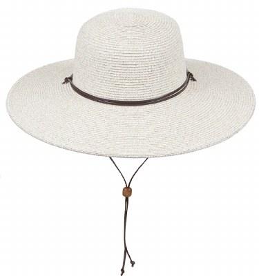 4" Brim White Hat With a Chin Tie