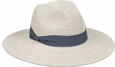 3.5" Brim White and Navy Band Hat