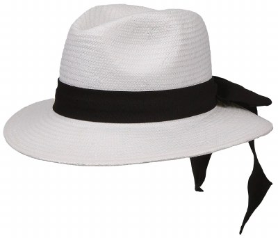 3" Brim White and Black Bow Hat
