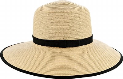 4" Brim Natural and Black Band Ponytail Hat