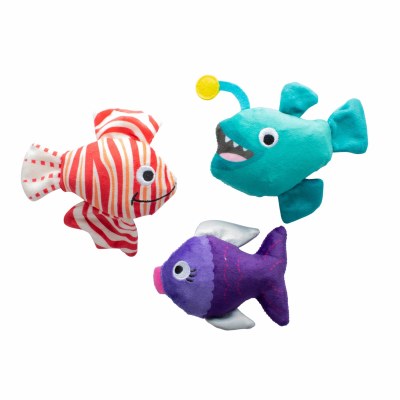Set of Three Multicolored Fish Dog Toys