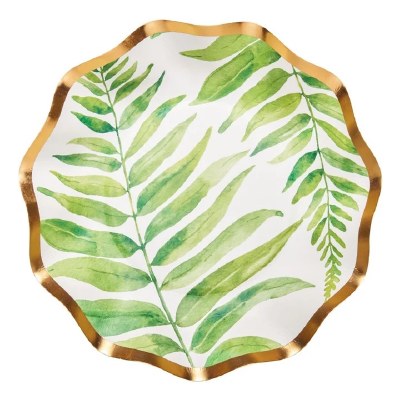 Pack of Eight 7" Round Fern Paper Bowls