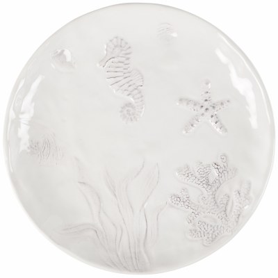 8" Round Distressed Sealife Ceramic Plate