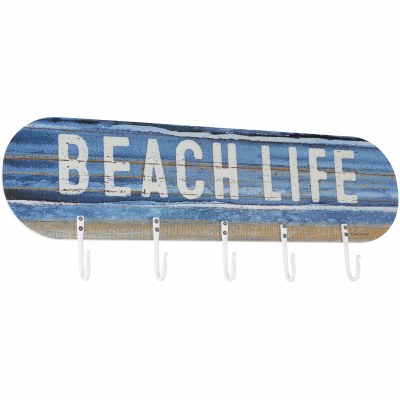 24" "Beach Life" Five Hook Wall Plaque