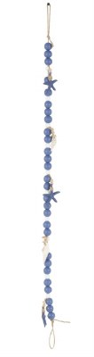 33" Dark Blue Wood Beads and Faux Shell Garland