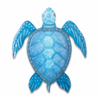 24" Blue Sea Turtle Coastal Metal Wall Art Plaque