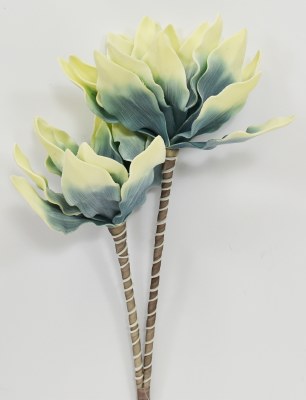 41" Faux Green and Blue Double Succulent Flower