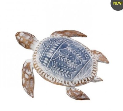 11" Blue and Brown Polyresin Sea Turtle Coastal Wall Art Plaque