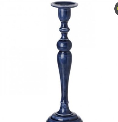 15" Dark Blue Metal Taper Candleholder