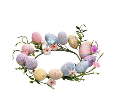 10" Round Faux Multipastel Egg Candle Ring
