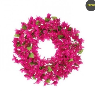 22" Round Faux Bougainvillea Wreath