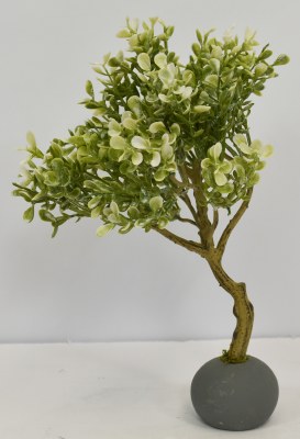 11" Faux Light Green Boxwood Tree in a Gray Pot