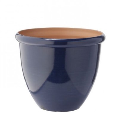 14" Round Dark Blue Polyresin Pot