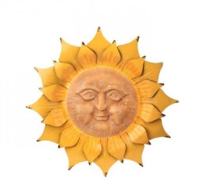 26" Round Yellow Sunface Metal Wall Plaque