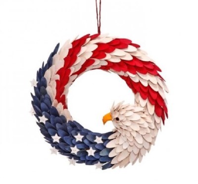 16" Round Faux Red, White, and Blue Eagle Wreath