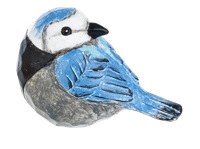 2" Blue and Gray Polyresin Bird Figurine