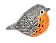 2" Gray and Orange Polyresin Bird Figurine
