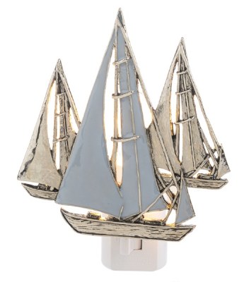 5" Silver and Blue Sailboats Night Light