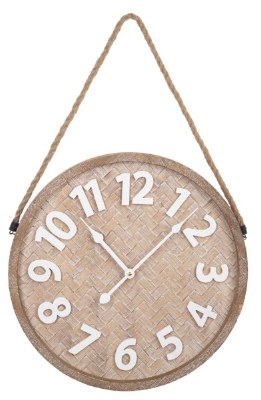 16" Round White and Brown Wall Clock