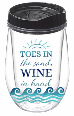 10 Oz "Toes in the Sand" Stemless Insulated Wine Glass