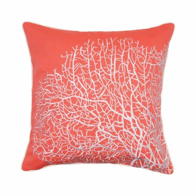 20" Sq White Coral on Coral Decorative Pillow