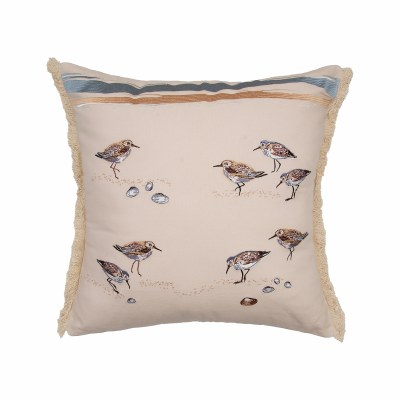 20" Square Playful Sandpipers Decorative Coastal Pillow