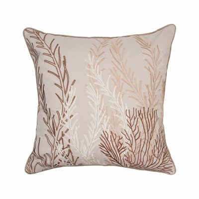 20" Square Neutral Seaweed Decorative Coastal Indoor/Outdoor Pillow