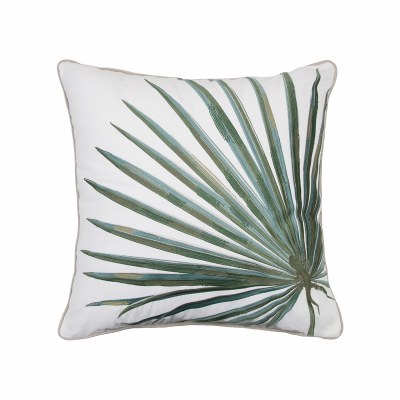 20" Square Sage Fan Palm Frond Decorative Tropical Indoor/Outdoor Pillow