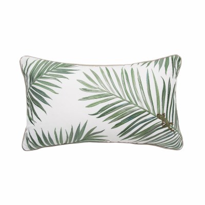 12" x 21" Sage Palm Frond Lizard Decorative Tropical Indoor/Outdoor Pillow