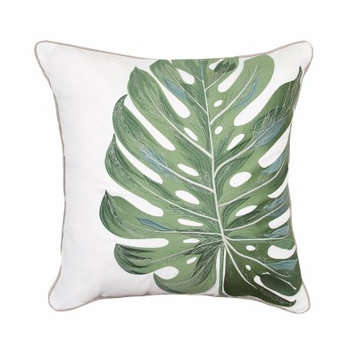 20" Square Sage Monstrea Leaf Decorative Tropical Indoor/Outdoor Pillow