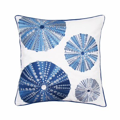 20" Square Blue Sea urchin Decorative Coastal Indoor/Outdoor Pillow