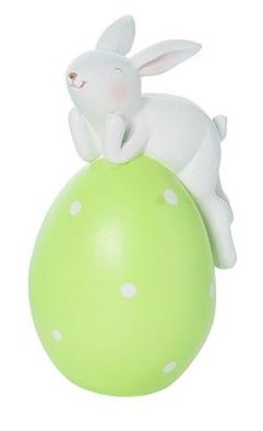 5" Bunny Laying on a Green Egg Figurine