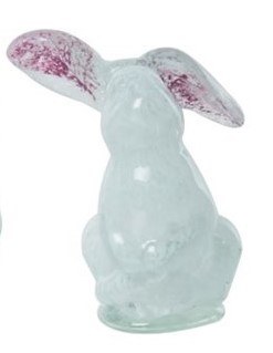 4" White Glass Bunny With Ears Out