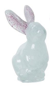 4" White Glass Bunny With Ears Up