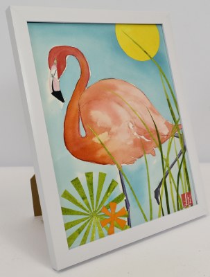 11" x 9" Flamingo Under the Sun Framed Decorative Tile