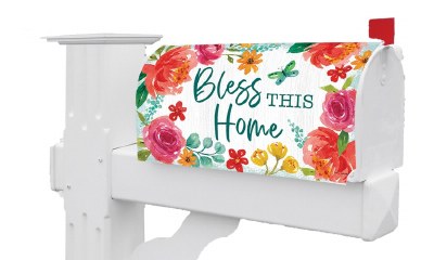 "Bless This Home" Floral Mailbox Cover