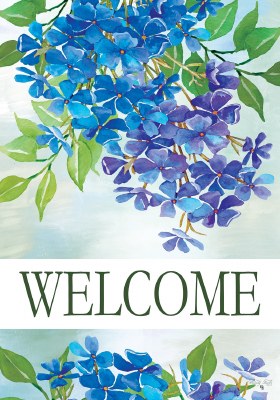 40" x 28" "Welcome" Blue Hydrangea Large Flag