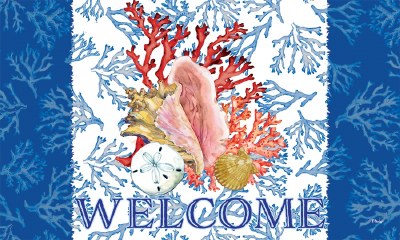 18" x 30" "Welcome" Conch Shell Doormat