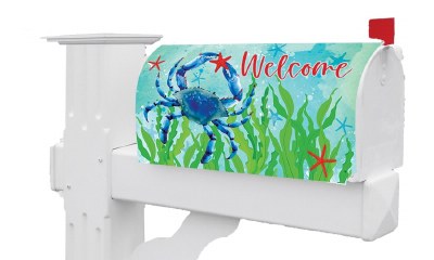 "Welcome" Blue Crab Mailbox Cover