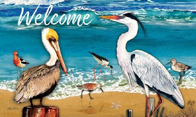 18" x 30" "Welcome" Shorebirds Doormat