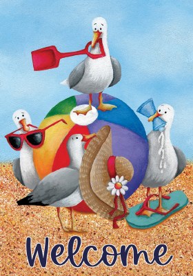 40" x 28" "Welcome" Silly Seagulls Large Flag