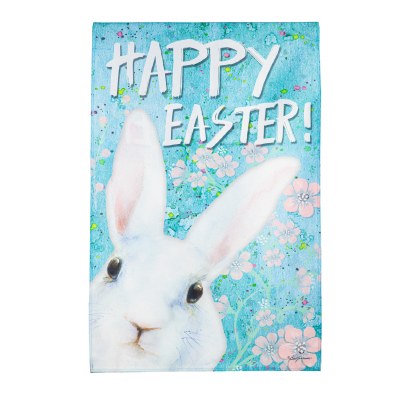 44" x 28" "Happy Easter" White Bunny Large Flag