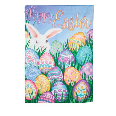 43" x 29" "Happy Easter" White Bunny With Eggs Large Flag
