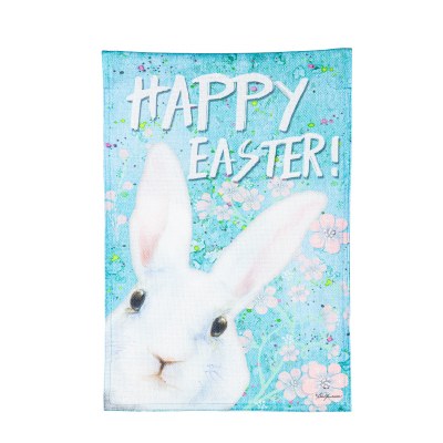 18" x 13" "Happy Easter" White Bunny Mini Garden Flag