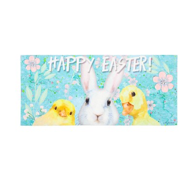 10" x 22" "Happy Easter" White Bunny Sassafras Doormat Insert