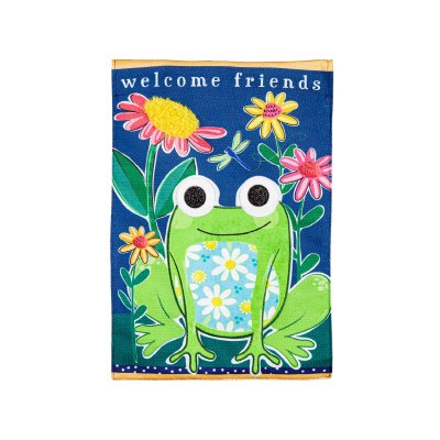 18" x 13" "Welcome Friends" Frog Mini Garden Flag