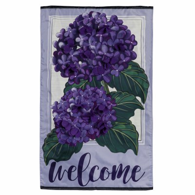44" x 28" "Welcome" Purple Hydrangeas Large Flag