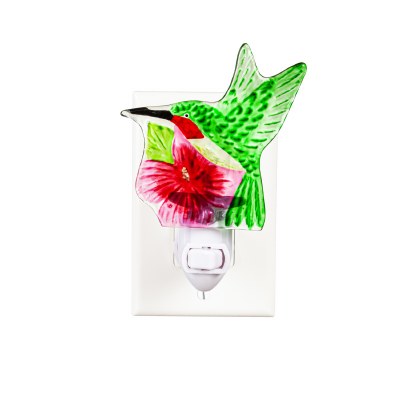5" Green and Red Glass Hummingbird Nightlight