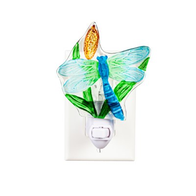 5" Blue and Green Glass Dragonfly Nightlight