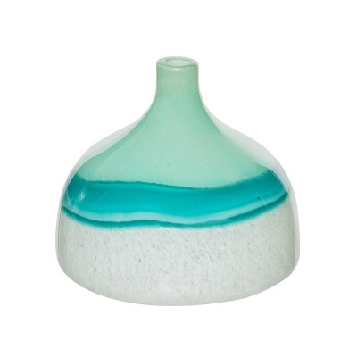 7" Green, Teal, and White Glass Vase